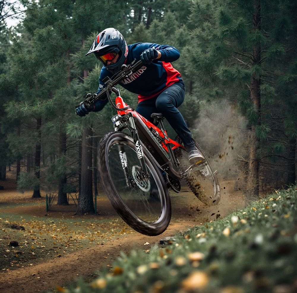 Elektrobicykel DUOTTS E29, 250W motor, 48V 13,5Ah batéria, 27.5 palcové pneumatiky, max. rýchlosť 25 km/h, dojazd 90 km, hydraulické kotúčové brzdy Shimano, vzduchové odpruženie DNM, 14 rýchlostí Shimano, snímač krútiaceho momentu - čierno-červený