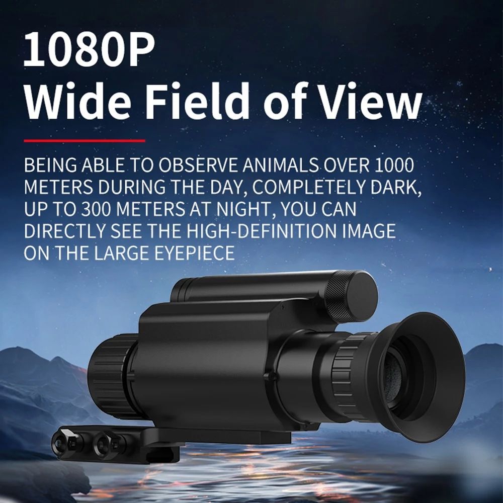 Digital Night Vision Monocular, 940nm Infrared Laser, 1080P Video Recording, 4X Digital Zooming, Up to 8 Hours Battery Life - 35mm Caliber
