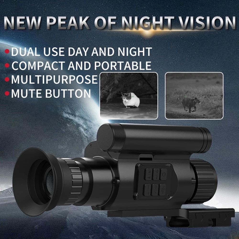 Digital Night Vision Monocular, 940nm Infrared Laser, 1080P Video Recording, 4X Digital Zooming, Up to 8 Hours Battery Life - 35mm Caliber