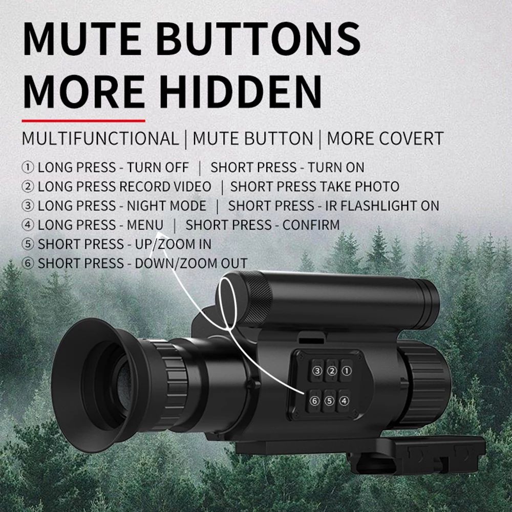 Digital Night Vision Monocular, 940nm Infrared Laser, 1080P Video Recording, 4X Digital Zooming, Up to 8 Hours Battery Life - 35mm Caliber