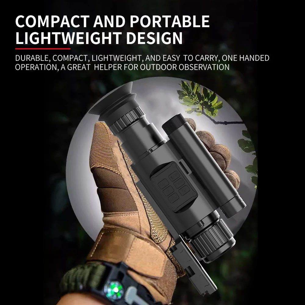 Digital Night Vision Monocular, 940nm Infrared Laser, 1080P Video Recording, 4X Digital Zooming, Up to 8 Hours Battery Life - 35mm Caliber