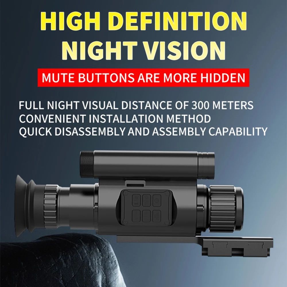 Digital Night Vision Monocular, 940nm Infrared Laser, 1080P Video Recording, 4X Digital Zooming, Up to 8 Hours Battery Life - 35mm Caliber