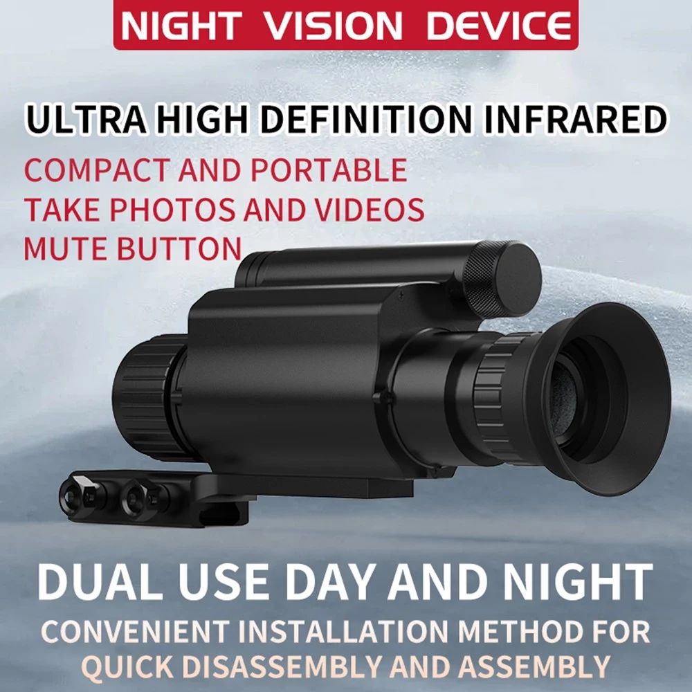 Digital Night Vision Monocular, 940nm Infrared Laser, 1080P Video Recording, 4X Digital Zooming, Up to 8 Hours Battery Life - 50mm Caliber