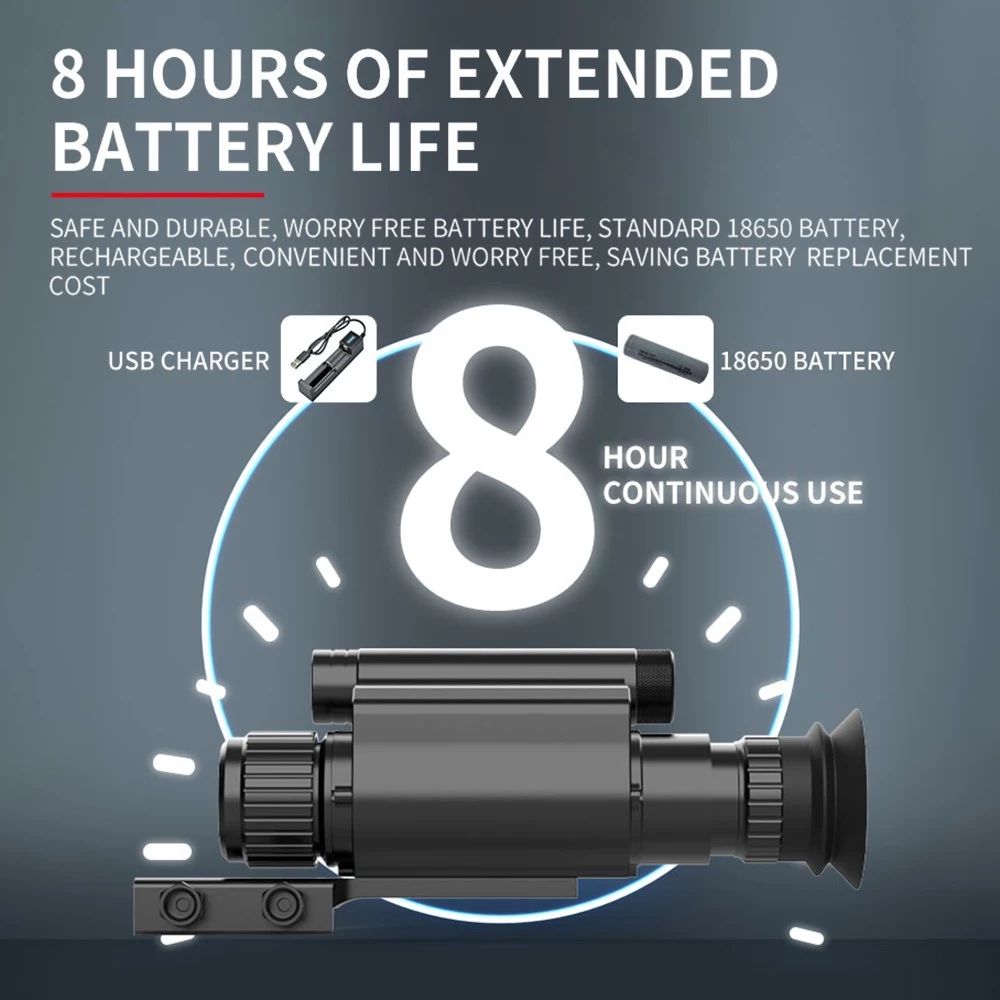 Digital Night Vision Monocular, 940nm Infrared Laser, 1080P Video Recording, 4X Digital Zooming, Up to 8 Hours Battery Life - 50mm Caliber