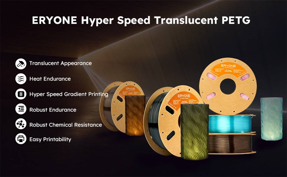 ERYONE Hochgeschwindigkeits-Transluzentes PETG-Filament, 1 kg &ndash; Rauchig