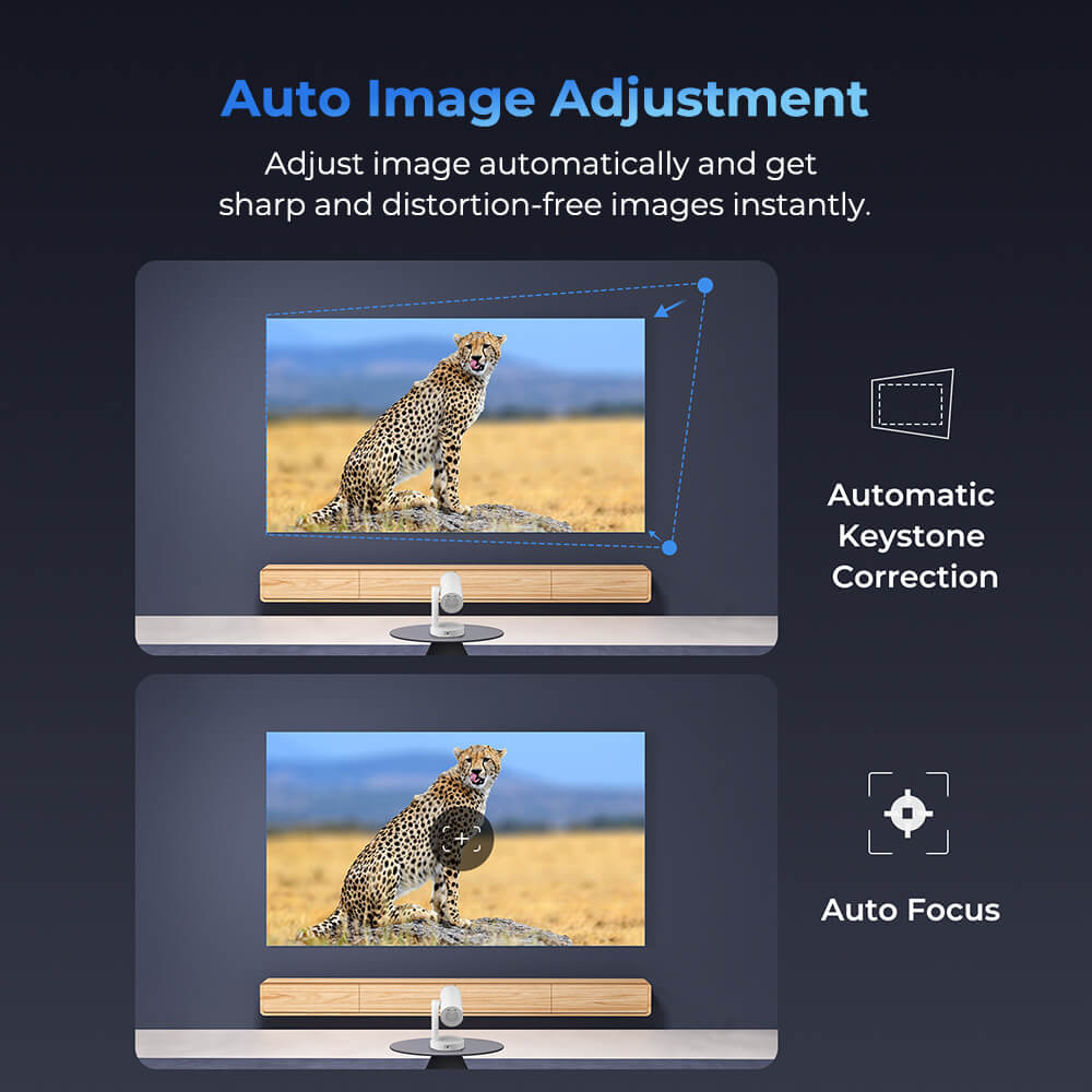ETOE Starfish Plus projektor, vstavaný Google TV, 140° rotácia, natívne 1080p, 300 ANSI, dekódovanie 4K, dotykové nočné svetlo, automatická korekcia lichobežníkového skreslenia & automatické zaostrovanie