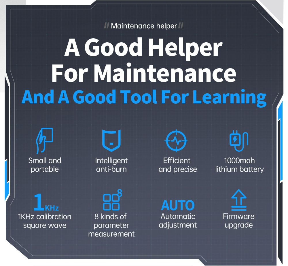 FNIRSI DSO152 Mini Handheld Digital Oscilloscope, 2.5MSa/s Sampling Rate, 200KHz Bandwidth - Blue