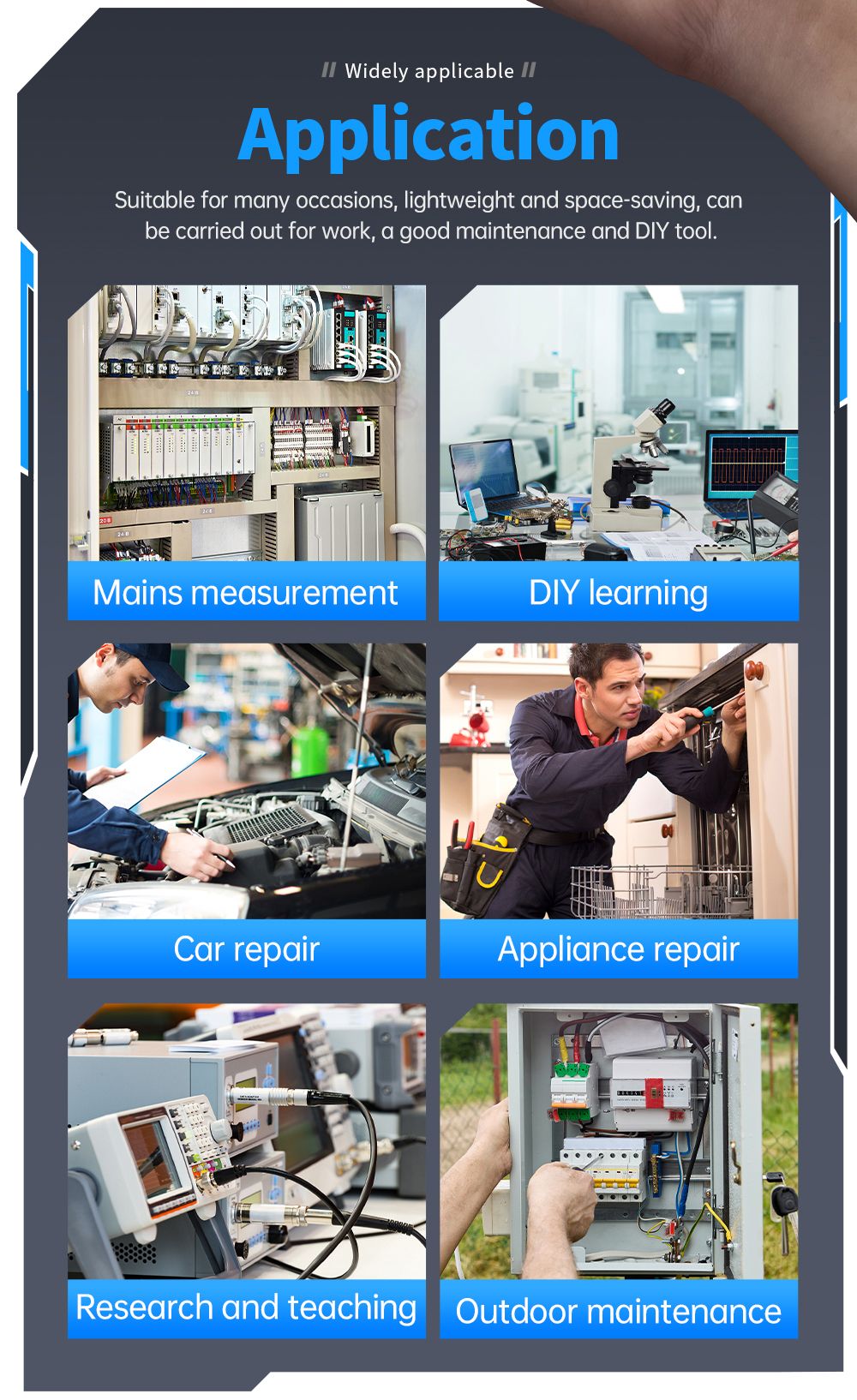 FNIRSI DSO152 Mini Handheld Digital Oscilloscope, 2.5MSa/s Sampling Rate, 200KHz Bandwidth - Blue