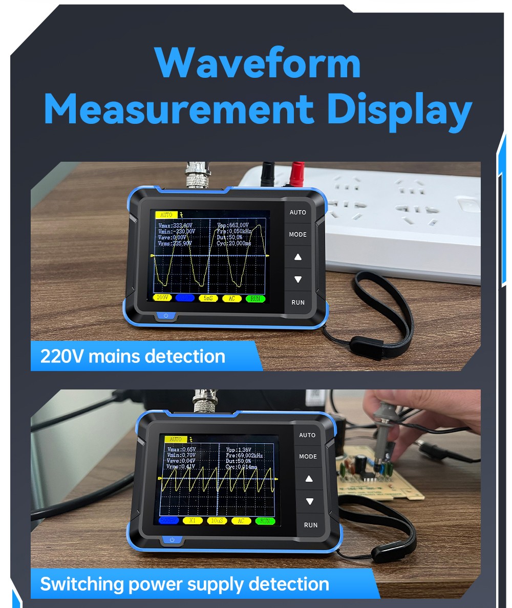 FNIRSI DSO152 Mini Handheld Digital Oscilloscope, 2.5MSa/s Sampling Rate, 200KHz Bandwidth - Blue