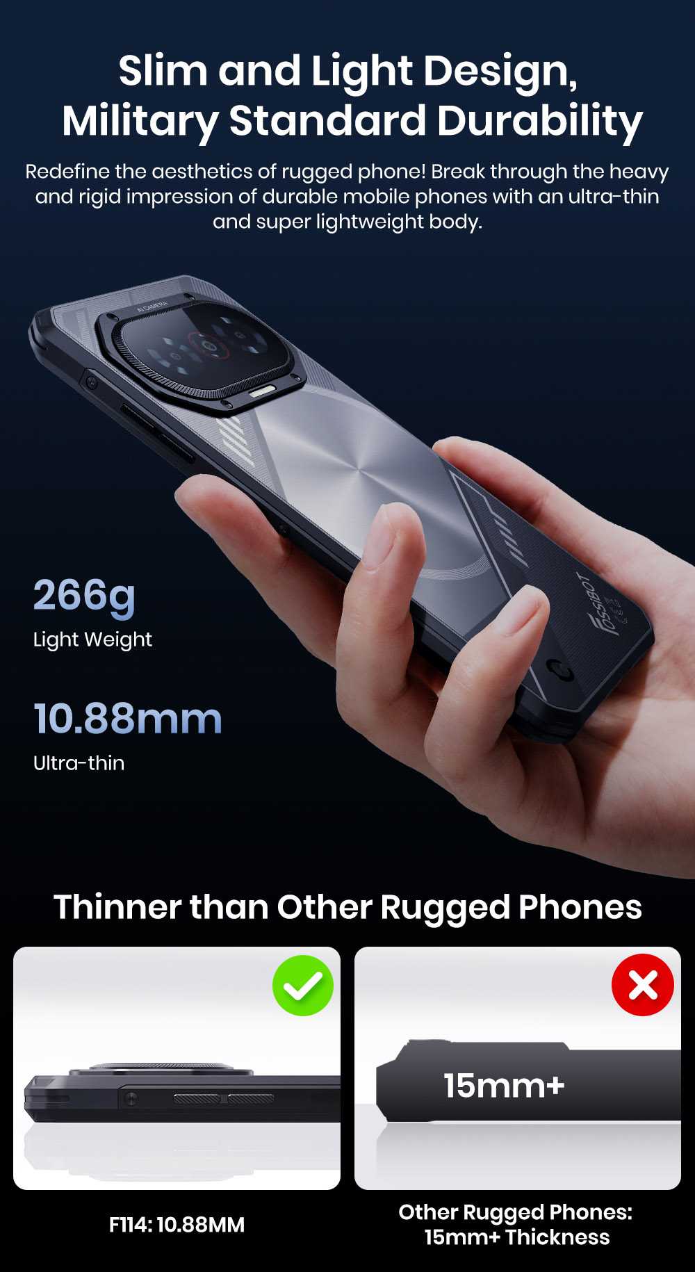 FOSSiBOT F114 Rugged Smartphone, 6.67-palcový, 4GB +128GB, Android 15, 50MP fotoaparát, 5000mAh batéria, IP68/IP69K, NFC/Face ID/GPS, čierny