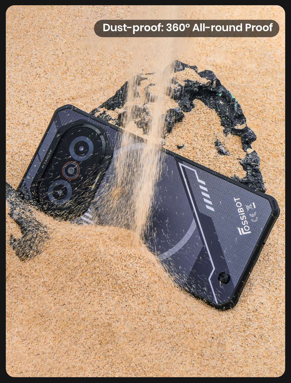 FOSSiBOT F114 Rugged Smartphone, 6.67-palcový, 4GB +128GB, Android 15, 50MP fotoaparát, 5000mAh batéria, IP68/IP69K, NFC/Face ID/GPS, čierny