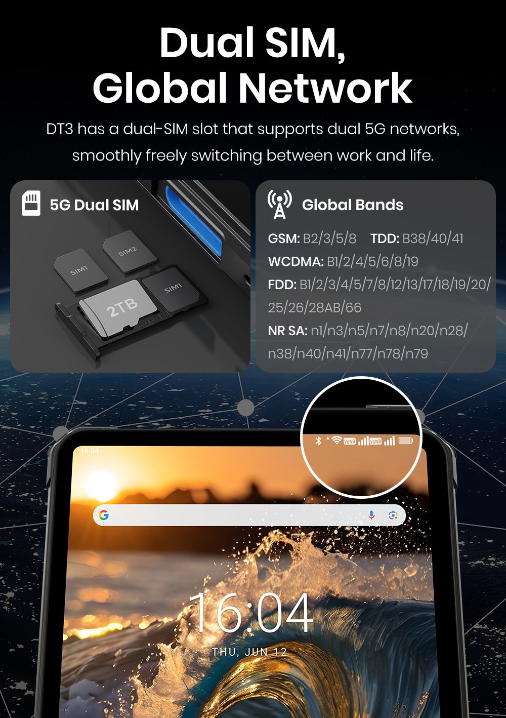 FOSSiBOT DT3 5G Rugged Tablet, Android 15, 10.4