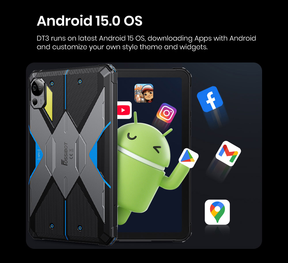 FOSSiBOT DT3 5G Rugged Tablet, Android 15, 10.4