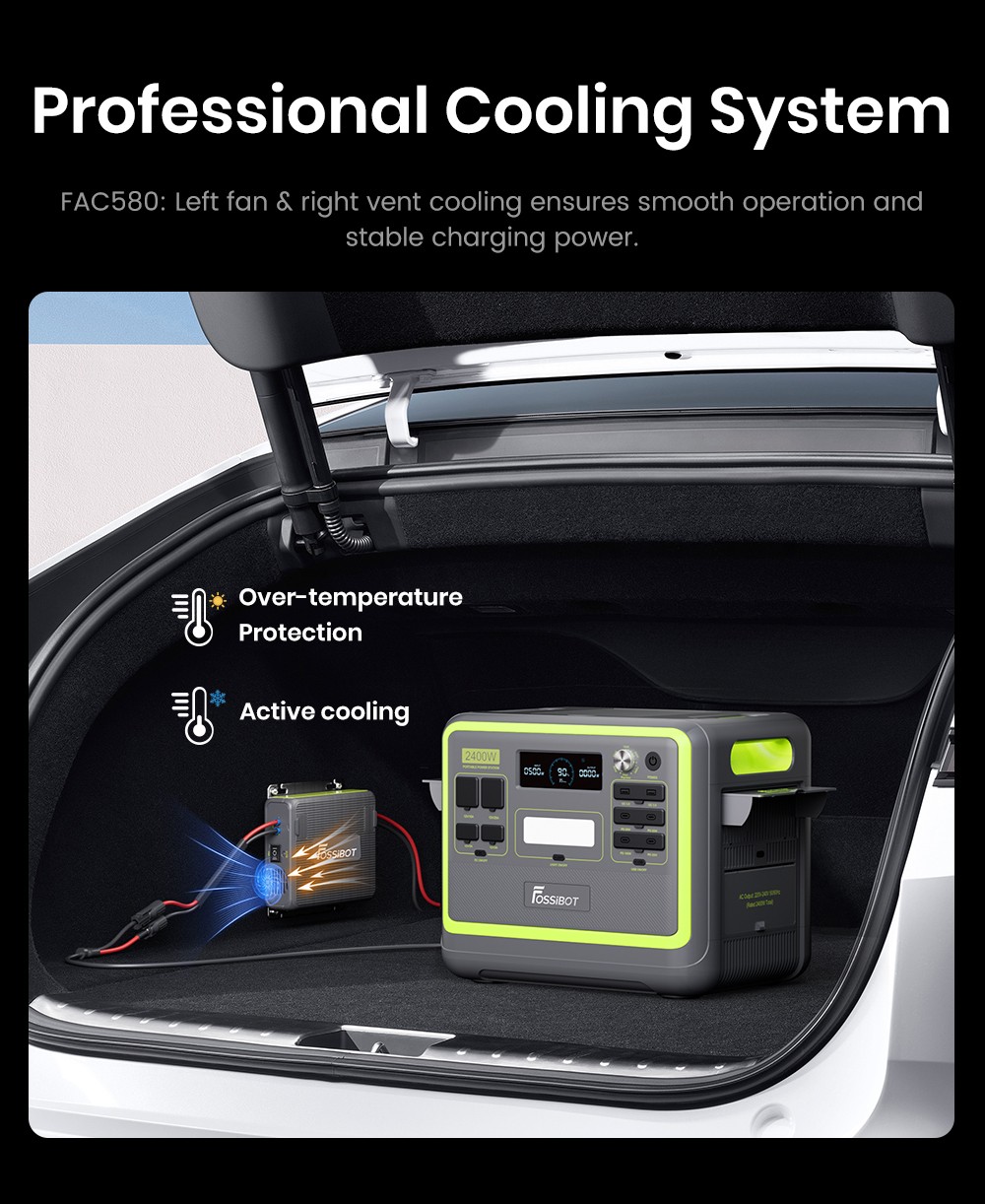 FOSSiBOT FAC580 580W Alternator Charger for FOSSiBOT Power Station, Gray