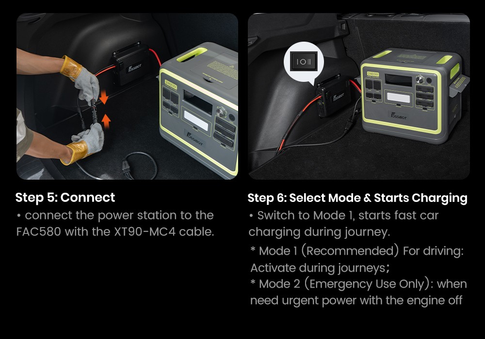 FOSSiBOT FAC580 580W Alternator Charger for FOSSiBOT Power Station, Gray