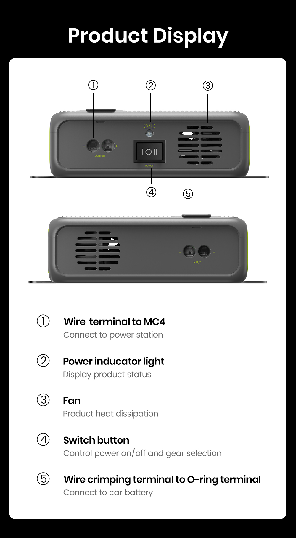 FOSSiBOT FAC580 580W Alternator Charger for FOSSiBOT Power Station, Gray