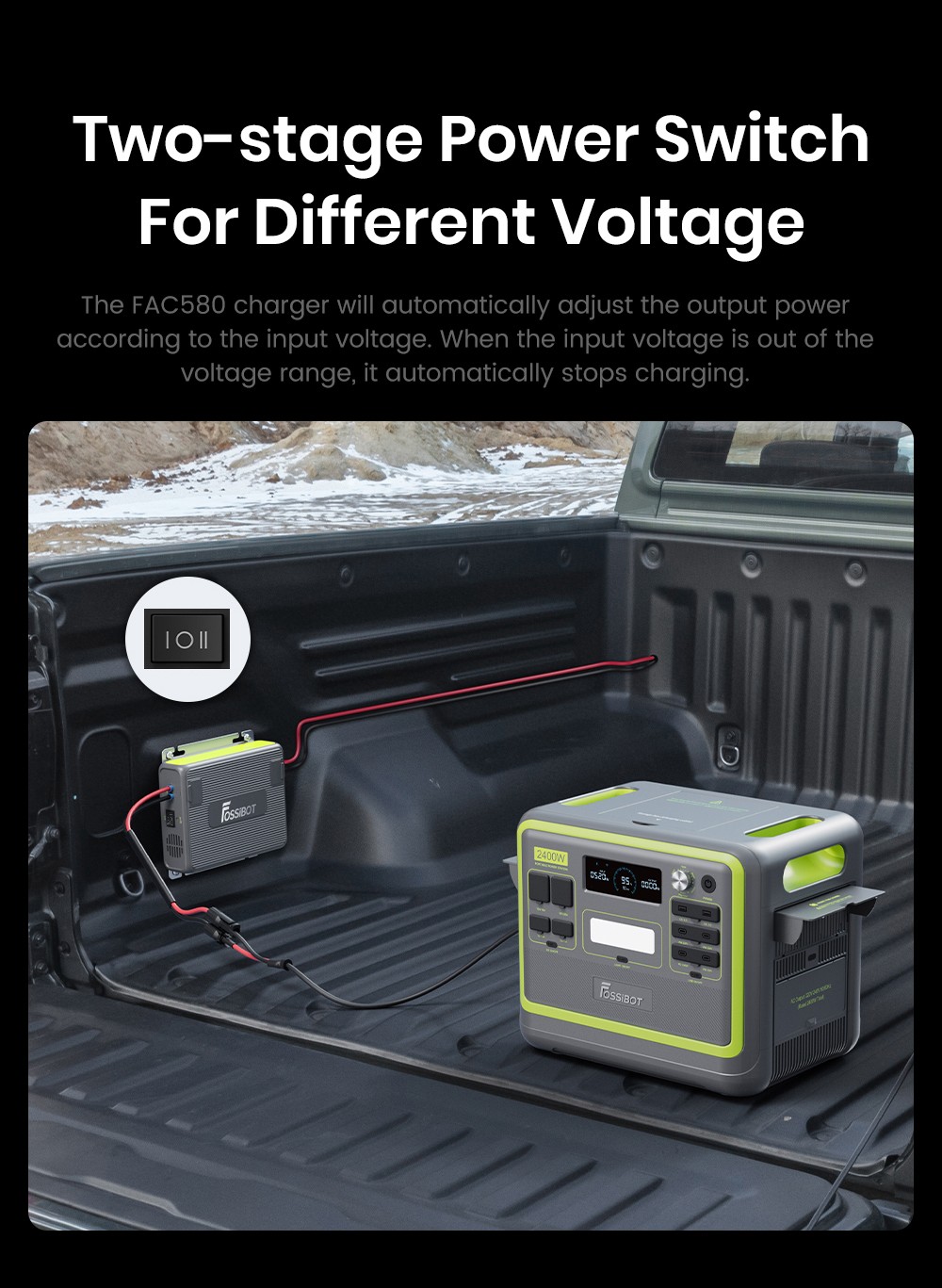 FOSSiBOT FAC580 580W Alternator Charger for FOSSiBOT Power Station, Gray