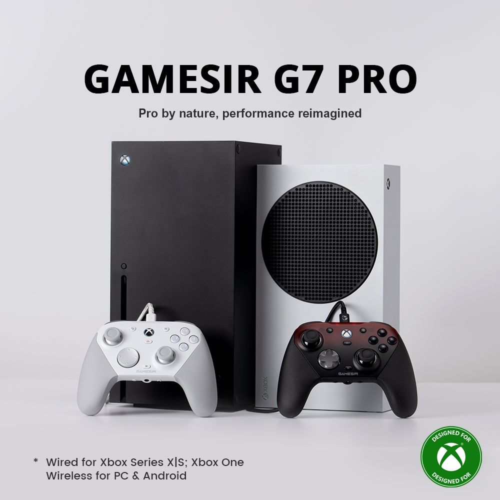 [Xbox Certified] GameSir G7 Pro Game Controller, Wired for Xbox Series X|S, Xbox One, Wireless for PC & Android, TMR Sticks, Hall Effect Analog Triggers, 1000Hz Polling Rate, 3.5mm Audio Jack - White