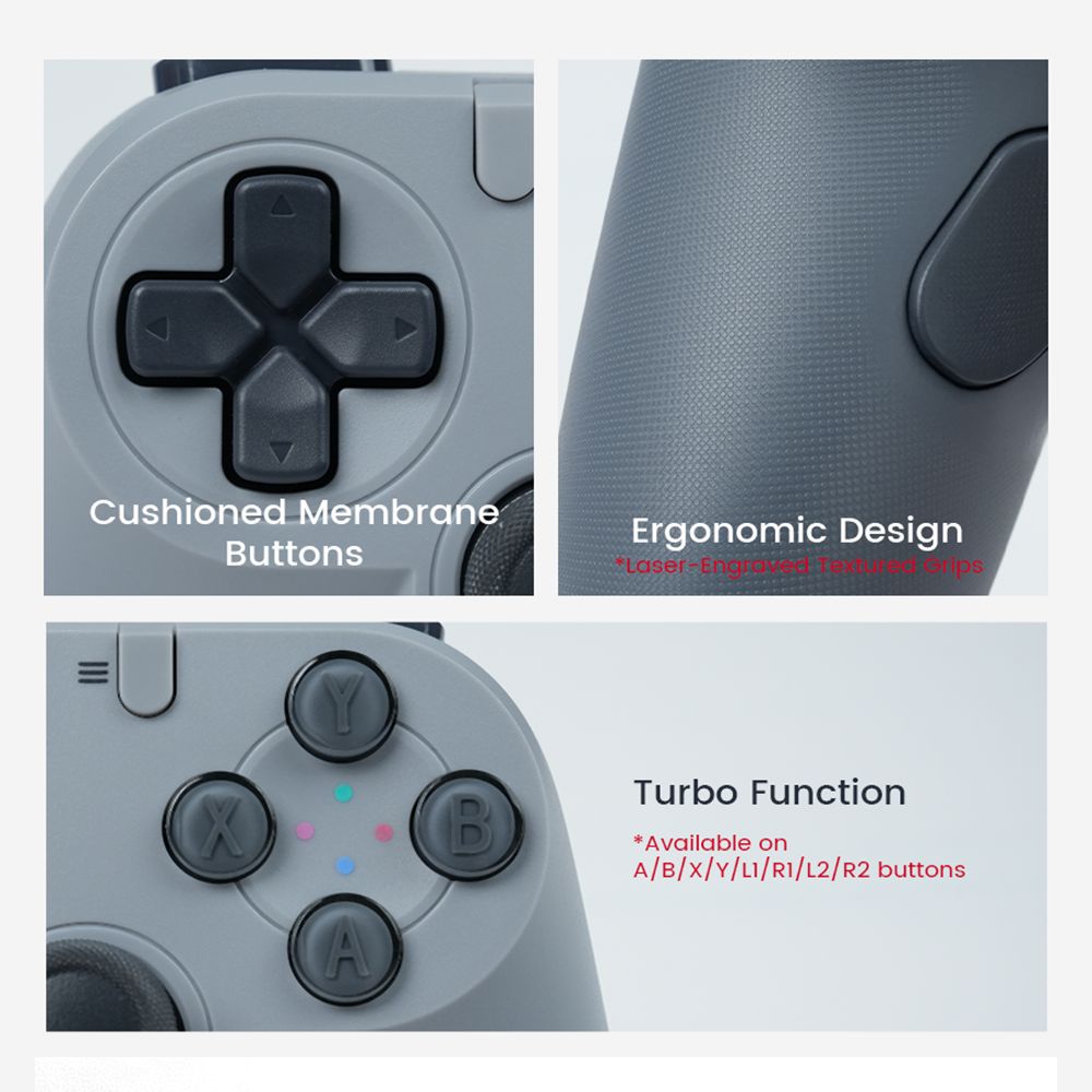 GameSir T3 Lite Tegenaria Lite Wired Symmetric Game Controller, Wired 1000Hz Polling Rate, Dual Vibration, Hall Effect Sticks and 2 Remappable Buttons, Turbo, PC Controller for Steam/Android/iOS/Switch - Retro Gray