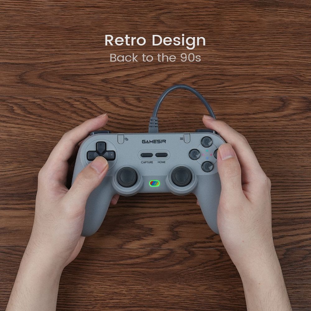 GameSir T3 Lite Tegenaria Lite Wired Symmetric Game Controller, Wired 1000Hz Polling Rate, Dual Vibration, Hall Effect Sticks and 2 Remappable Buttons, Turbo, PC Controller for Steam/Android/iOS/Switch - Serene White