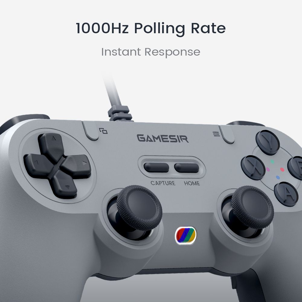GameSir T3 Lite Tegenaria Lite Wired Symmetric Game Controller, Wired 1000Hz Polling Rate, Dual Vibration, Hall Effect Sticks and 2 Remappable Buttons, Turbo, PC Controller for Steam/Android/iOS/Switch - Serene White