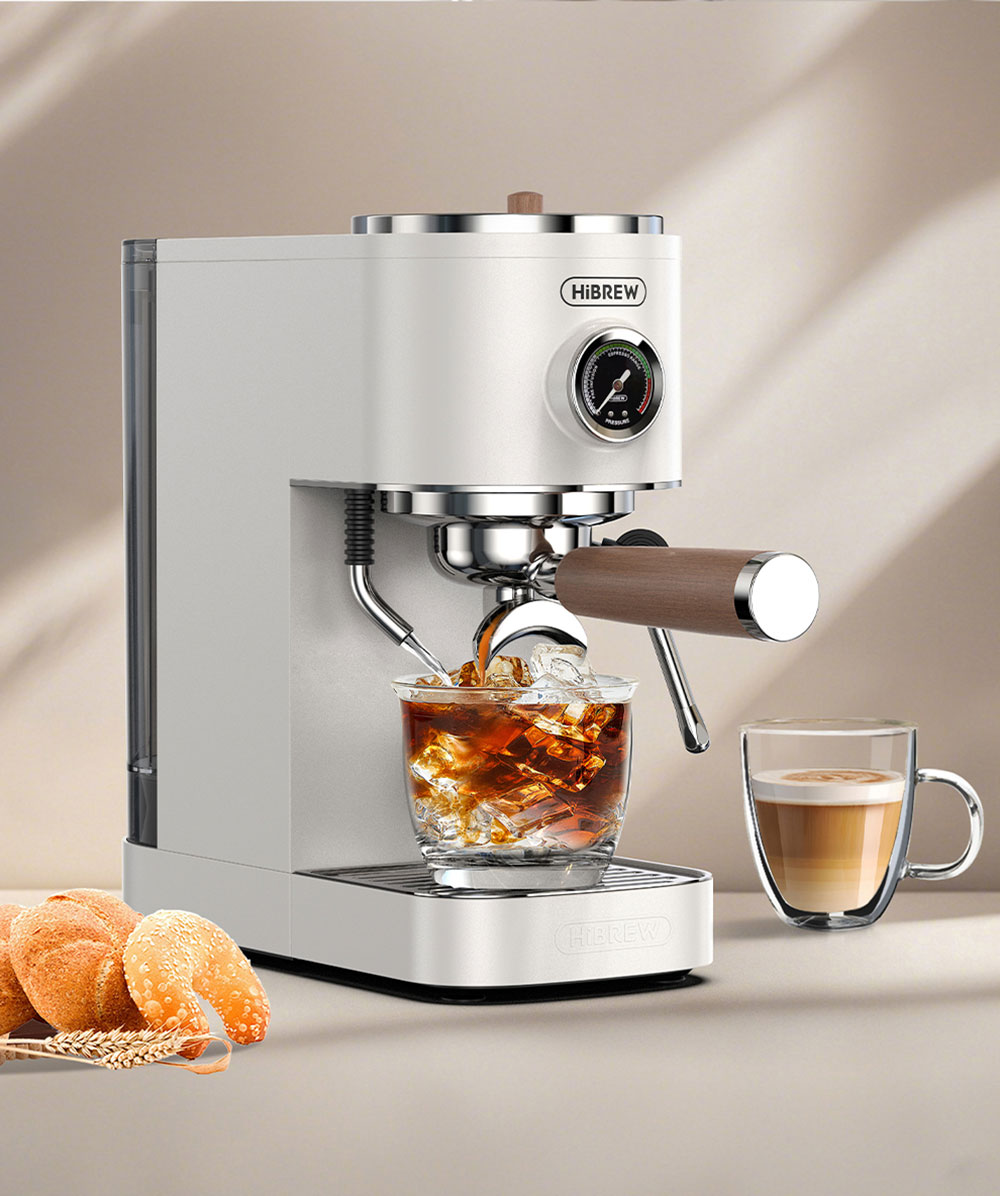 HiBREW H13 Poloautomatický kávovar, dotykový displej, tlak 20 barov, multifunkčné režimy varenia, nastaviteľný odkvapkávač