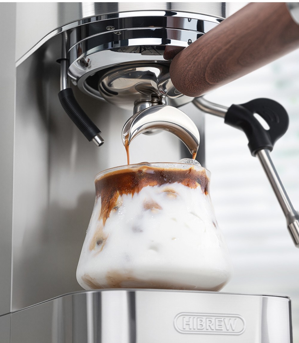 HiBREW H13 Poloautomatický kávovar, dotykový displej, tlak 20 barov, multifunkčné režimy varenia, nastaviteľný odkvapkávač - strieborný