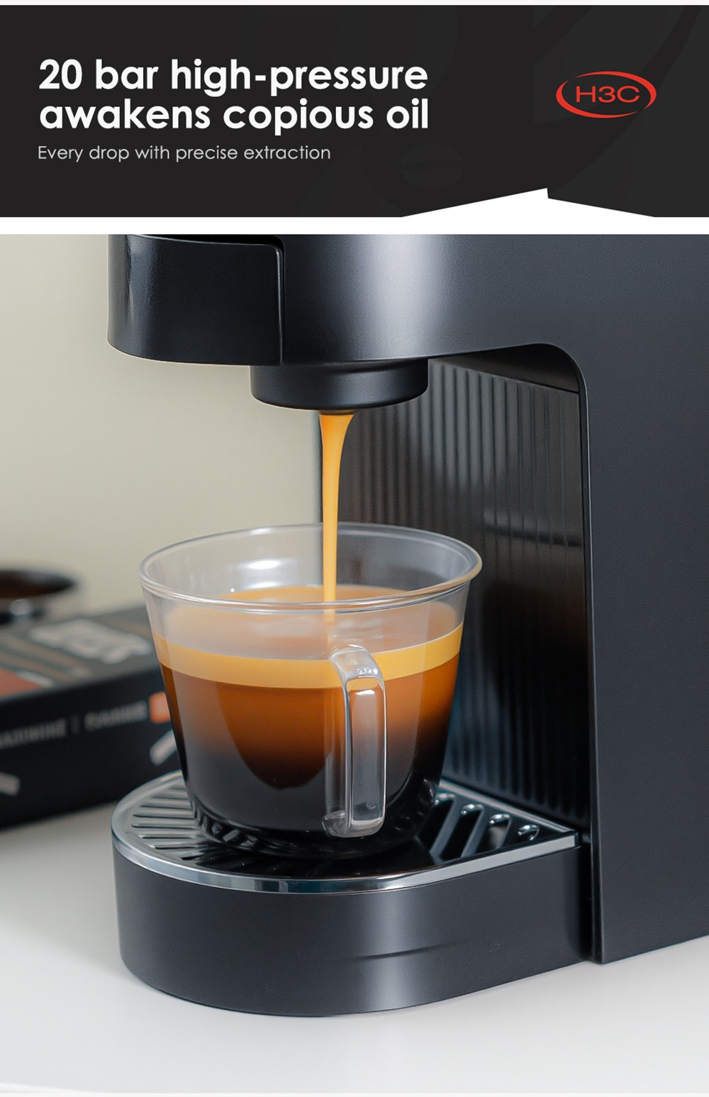 Kávovar na kapsule HiBREW H3C 3-in-1, 20Bar čerpadlo, horúce/studené varenie, 7-stupňová regulácia teploty, 1.4L nádrž na vodu, pre DG/NS kapsule a mletú kávu - biely