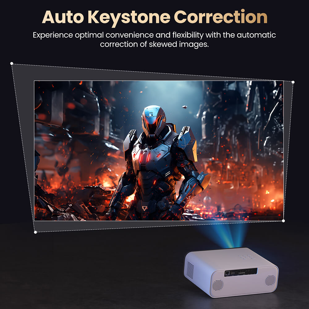 Refurbished Hunkstar P3 Projector AOSP with Bluetooth 5.0, WiFi 6, 1000 ANSI, Native 1080P, 4K Decoding Support, Auto Keystone Correction, Auto Focus, 2*5W Audio (EU Plug)