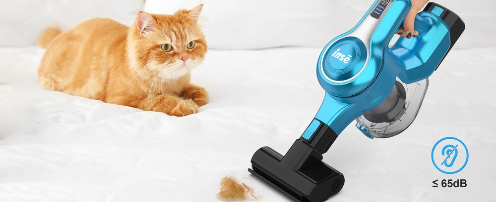 INSE S62 Cordless Stick Vacuum, 30kPa Powerful Suction, 45 Min Runtime, LED Headlights, 5-Stage HEPA