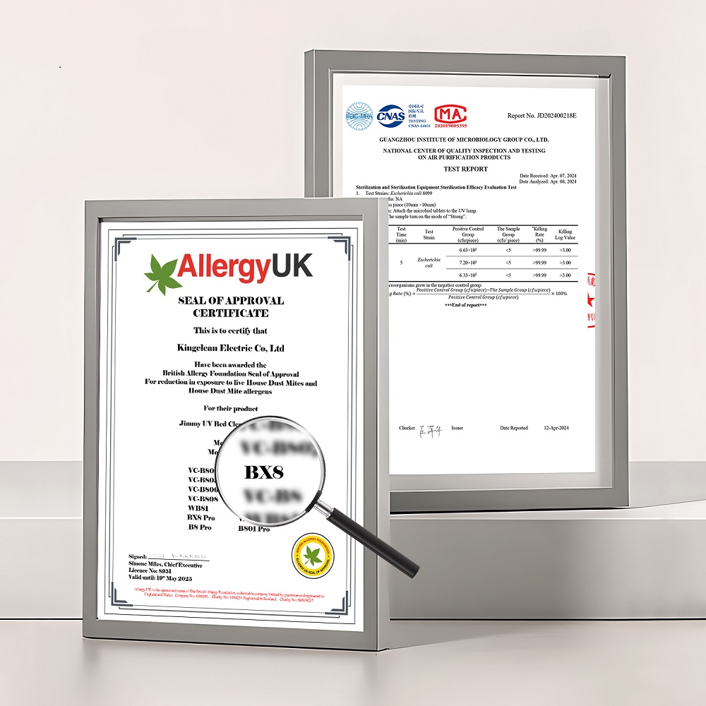 Refurbished JIMMY BX8 Mattress Vacuum Cleaner, with UV Light, 600W Powerful Suction, Ultrasound, Hot Wind Technology, LED Screen and Smart Dust Sensor, Gray - EU Plug