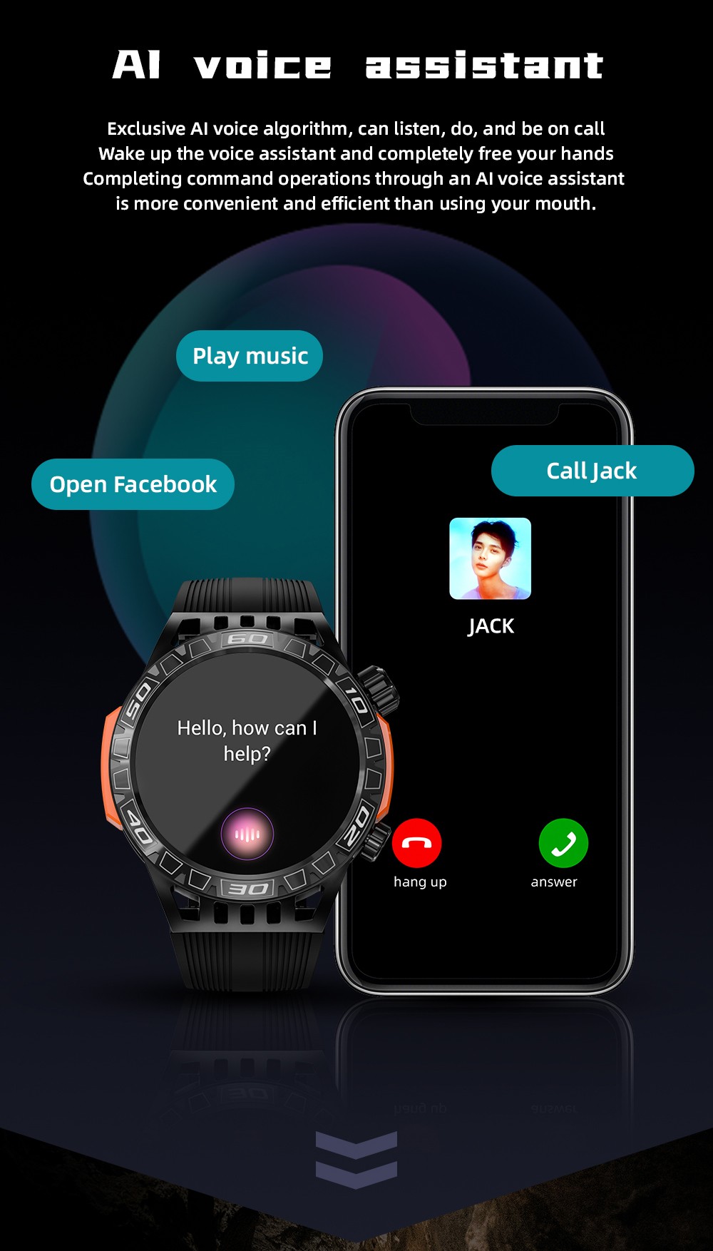 LOKMAT ZEUS 6 PRO Smartwatch, Dual Flashlight, Bluetooth Calling, 5ATM Waterproof, AI Voice Assistant, Health  Monitoring - Black