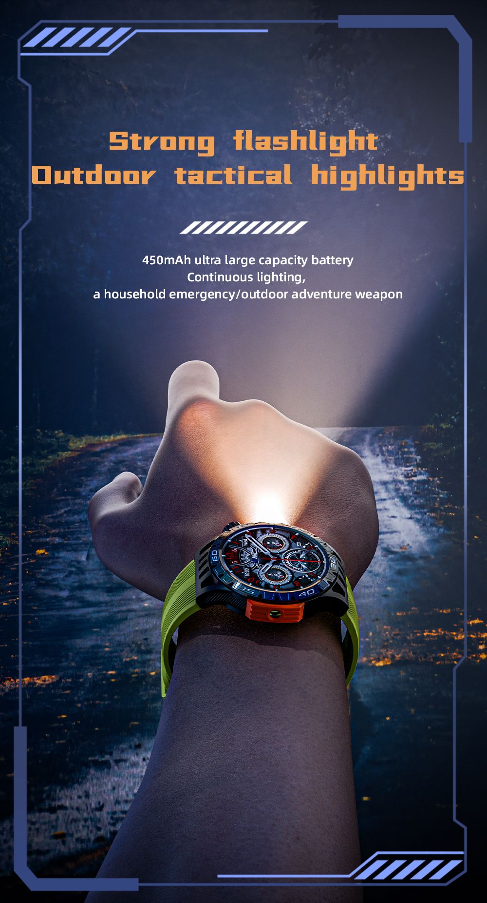 LOKMAT ZEUS 6 PRO Smartwatch, Dual Flashlight, Bluetooth Calling, 5ATM Waterproof, AI Voice Assistant, Health  Monitoring - Black