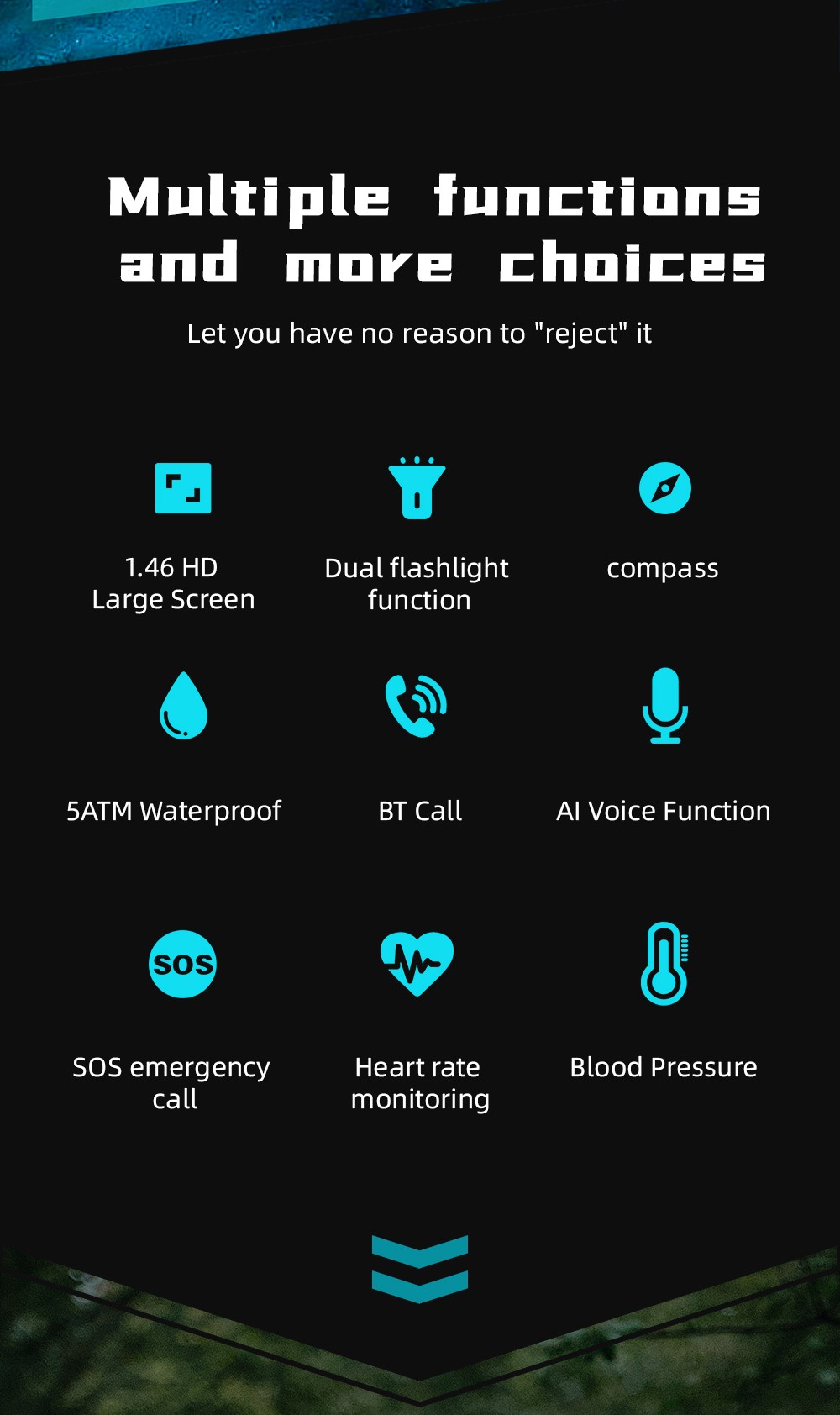 LOKMAT ZEUS 6 PRO Smartwatch, Dual Flashlight, Bluetooth Calling, 5ATM Waterproof, AI Voice Assistant, Health  Monitoring - Blue