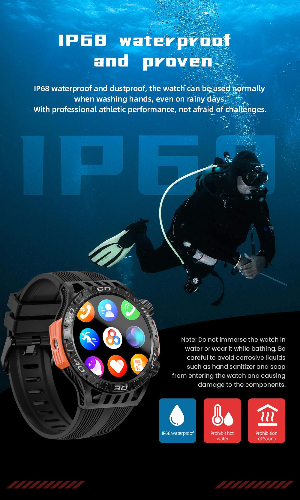 LOKMAT ZEUS 6 PRO Smartwatch, Dual Flashlight, Bluetooth Calling, 5ATM Waterproof, AI Voice Assistant, Health  Monitoring - Blue