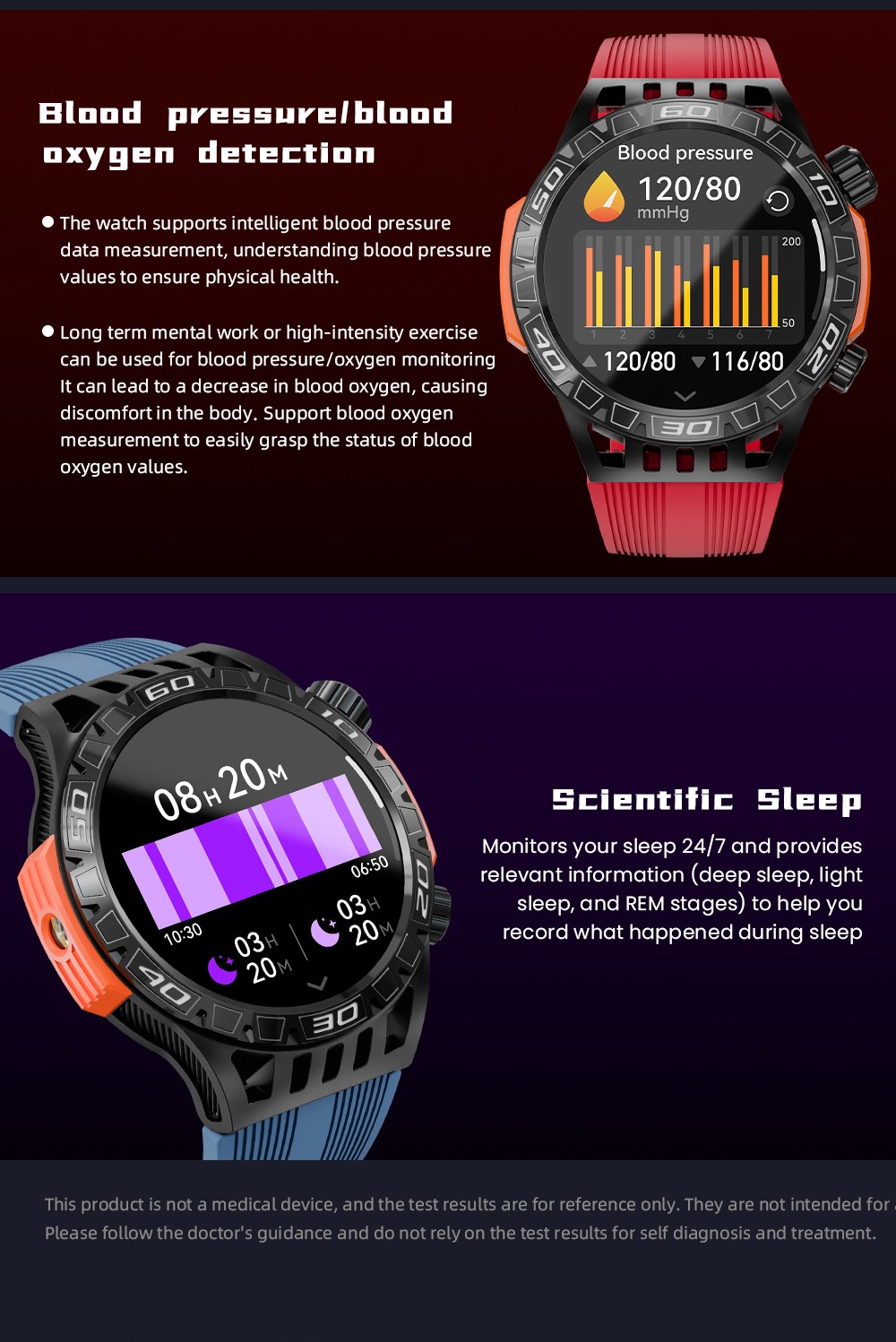 LOKMAT ZEUS 6 PRO Smartwatch, Dual Flashlight, Bluetooth Calling, 5ATM Waterproof, AI Voice Assistant, Health  Monitoring - Red