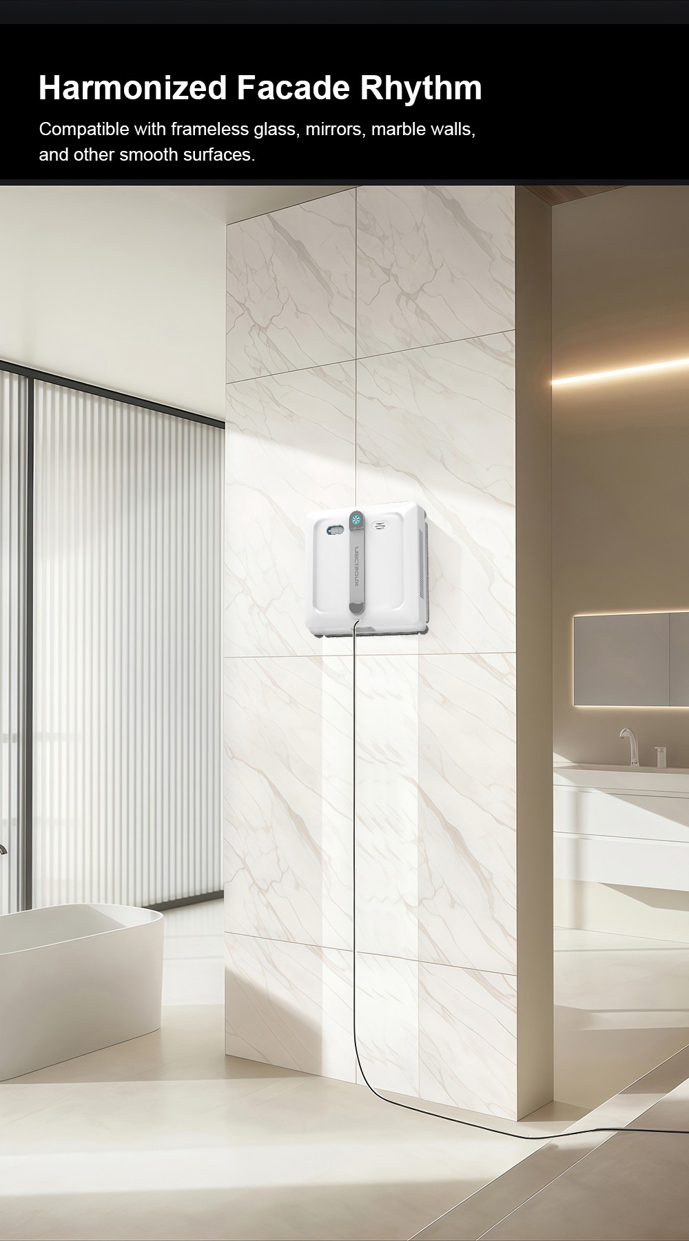 Liectroux S9 Window Cleaning Robot, Dual Roller Brushes, 6-way Water Spray, 9000Pa Suction, Remote and App Control