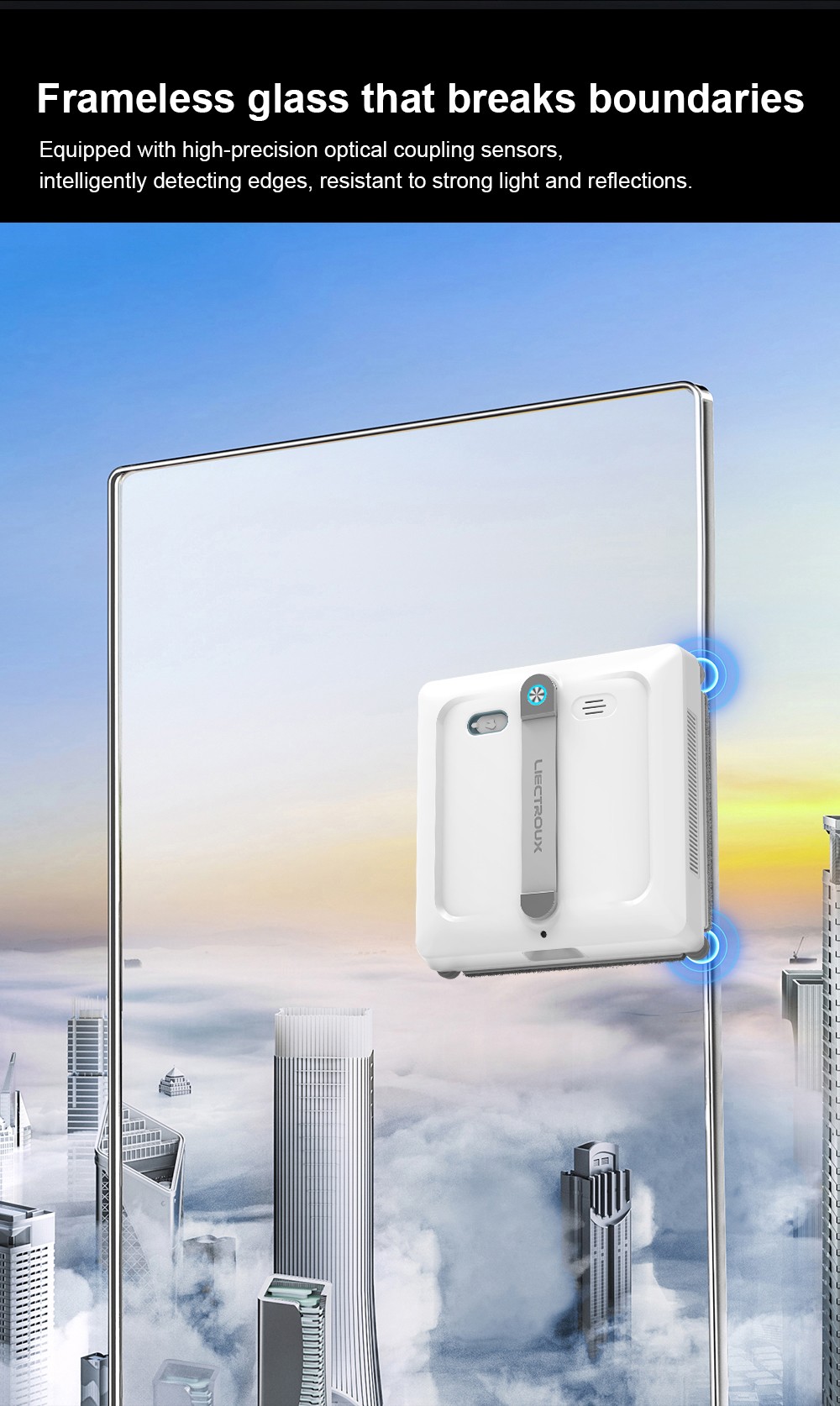 Liectroux S9 Window Cleaning Robot, Dual Roller Brushes, 6-way Water Spray, 9000Pa Suction, Remote and App Control