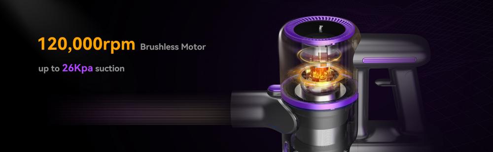 POWEART N700 Cordless Stick Vacuum, 30kPa Powerful Suction, 45min Runtime, LED Floor Brush