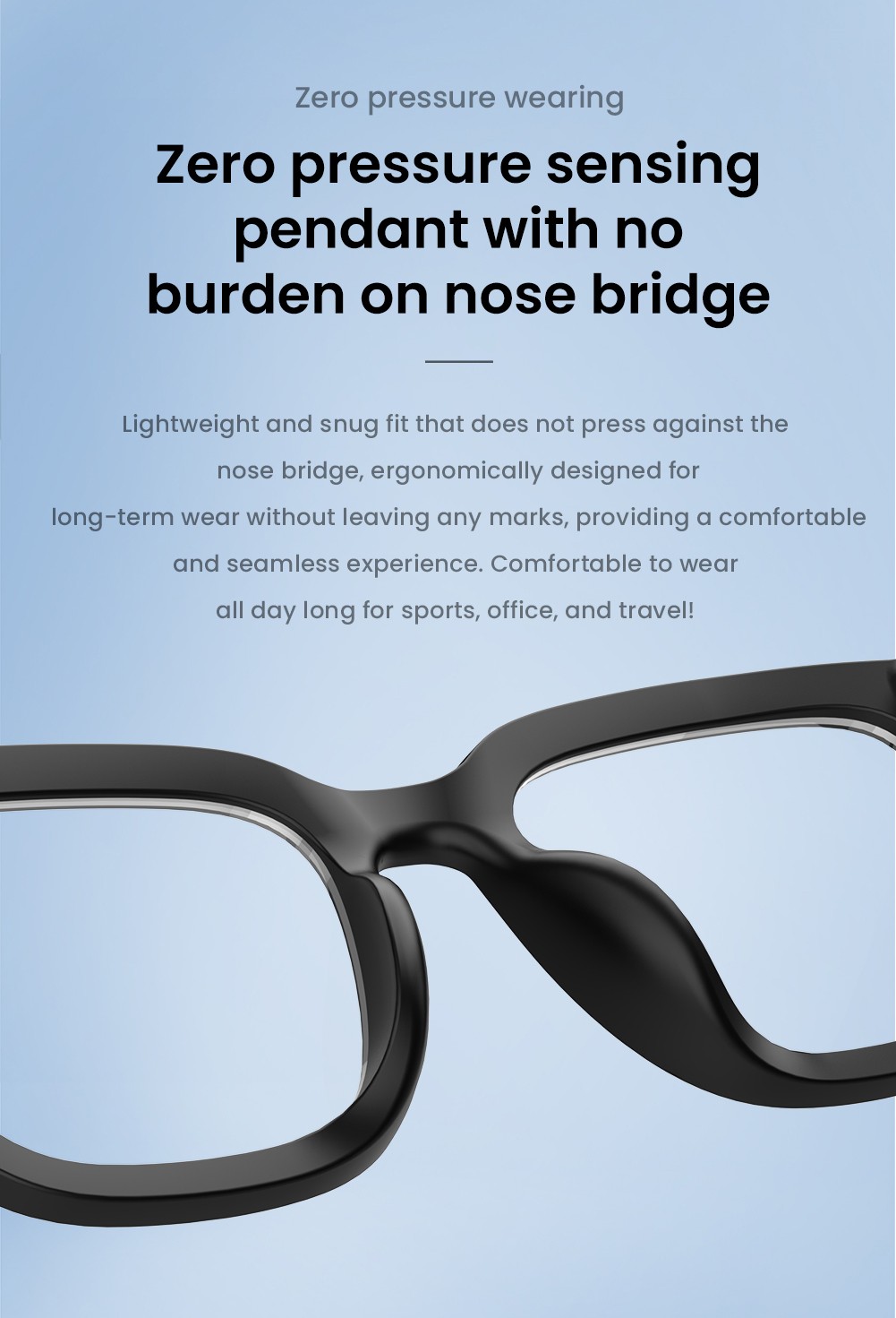 SENBONO A01 Smart Glasses, Music Control, Real-time translation, Intelligent Noise Reduction Calling, UV-blocking Lenses - White