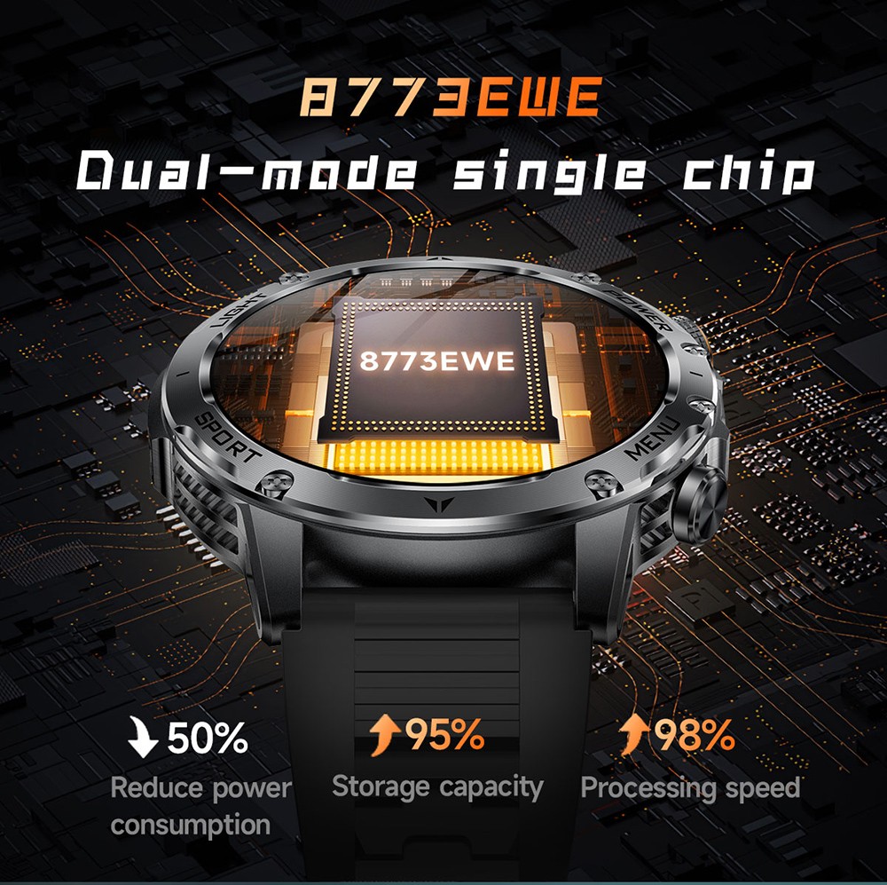 SENBONO AK87 Smartwatch, 1.7 inch Screen, Built-in Flashlight, 100+ Sports Modes, Health Management, Smart Voice Assistant, IP68 Waterproof - Silver