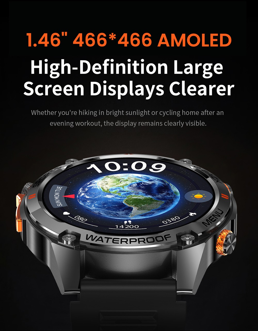 SENBONO G100 Smartwatch, DIY Video Watch Dial, 5ATM Waterproof, Health Monitoring, Bluetooth Calling, GPS Positioning, 100+ Sport Modes - Black Blue