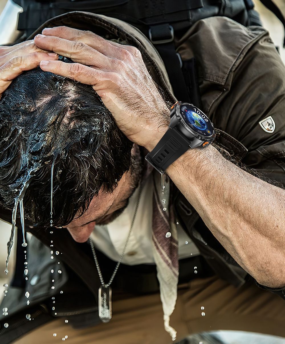 SENBONO G100 Smartwatch, DIY Video Watch Dial, 5ATM Waterproof, Health Monitoring, Bluetooth Calling, GPS Positioning, 100+ Sport Modes - Black Orange