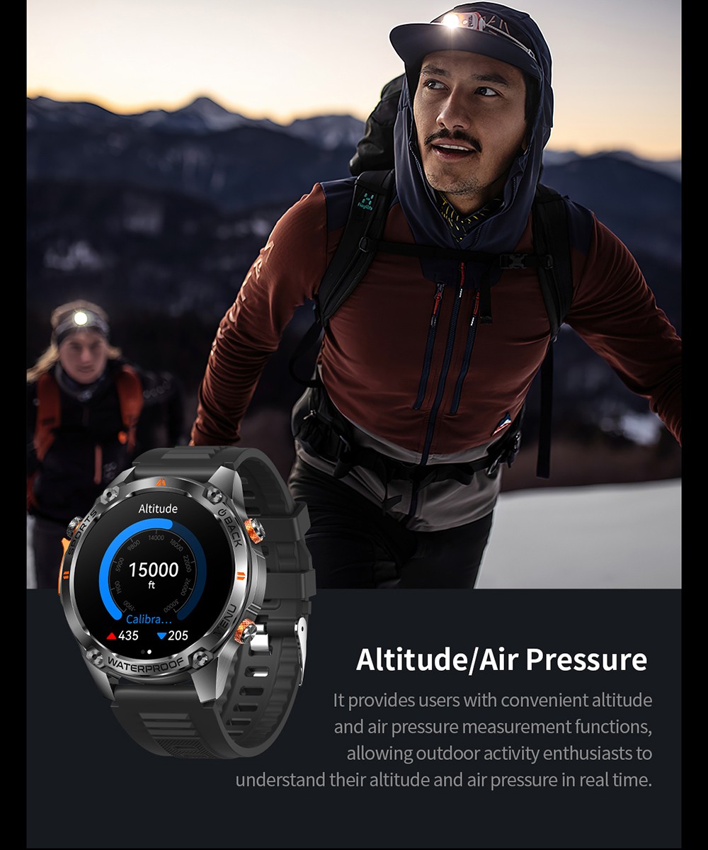 SENBONO G100 Smartwatch, DIY Video Watch Dial, 5ATM Waterproof, Health Monitoring, Bluetooth Calling, GPS Positioning, 100+ Sport Modes - Silver Brown