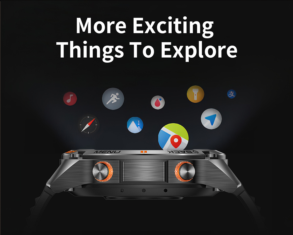 SENBONO G100 Smartwatch, DIY Video Watch Dial, 5ATM Waterproof, Health Monitoring, Bluetooth Calling, GPS Positioning, 100+ Sport Modes - Silver Orange