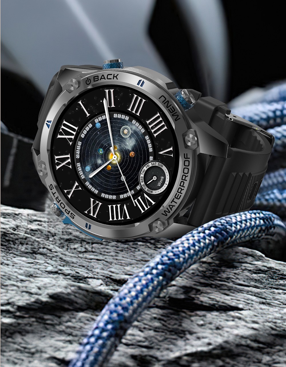 SENBONO G100 Smartwatch, DIY Video Watch Dial, 5ATM Waterproof, Health Monitoring, Bluetooth Calling, GPS Positioning, 100+ Sport Modes - Silver Orange