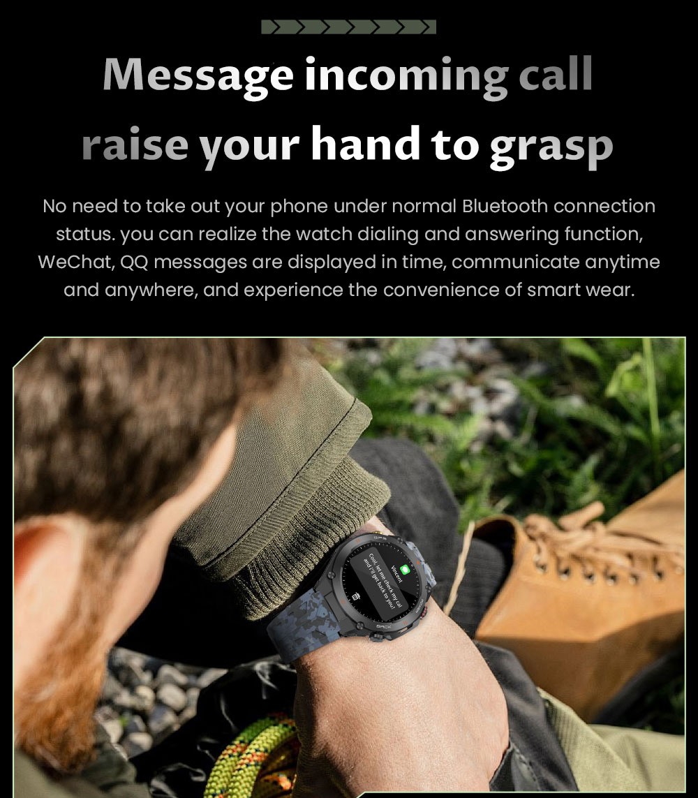 SENBONO KC82 Smartwatch, Health Monitoring, Bluetooth Calling, 100+ Sports Modes, AI Voice Assistant, Built-in GPS, 1ATM Waterproof - Black Dial