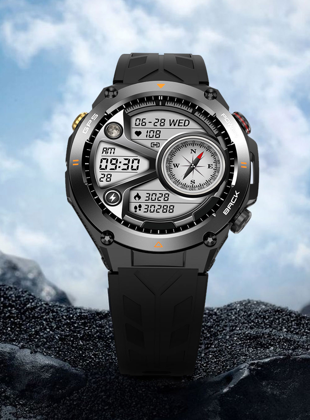 SENBONO KC82 Smartwatch, Health Monitoring, Bluetooth Calling, 100+ Sports Modes, AI Voice Assistant, Built-in GPS, 1ATM Waterproof - Black Dial