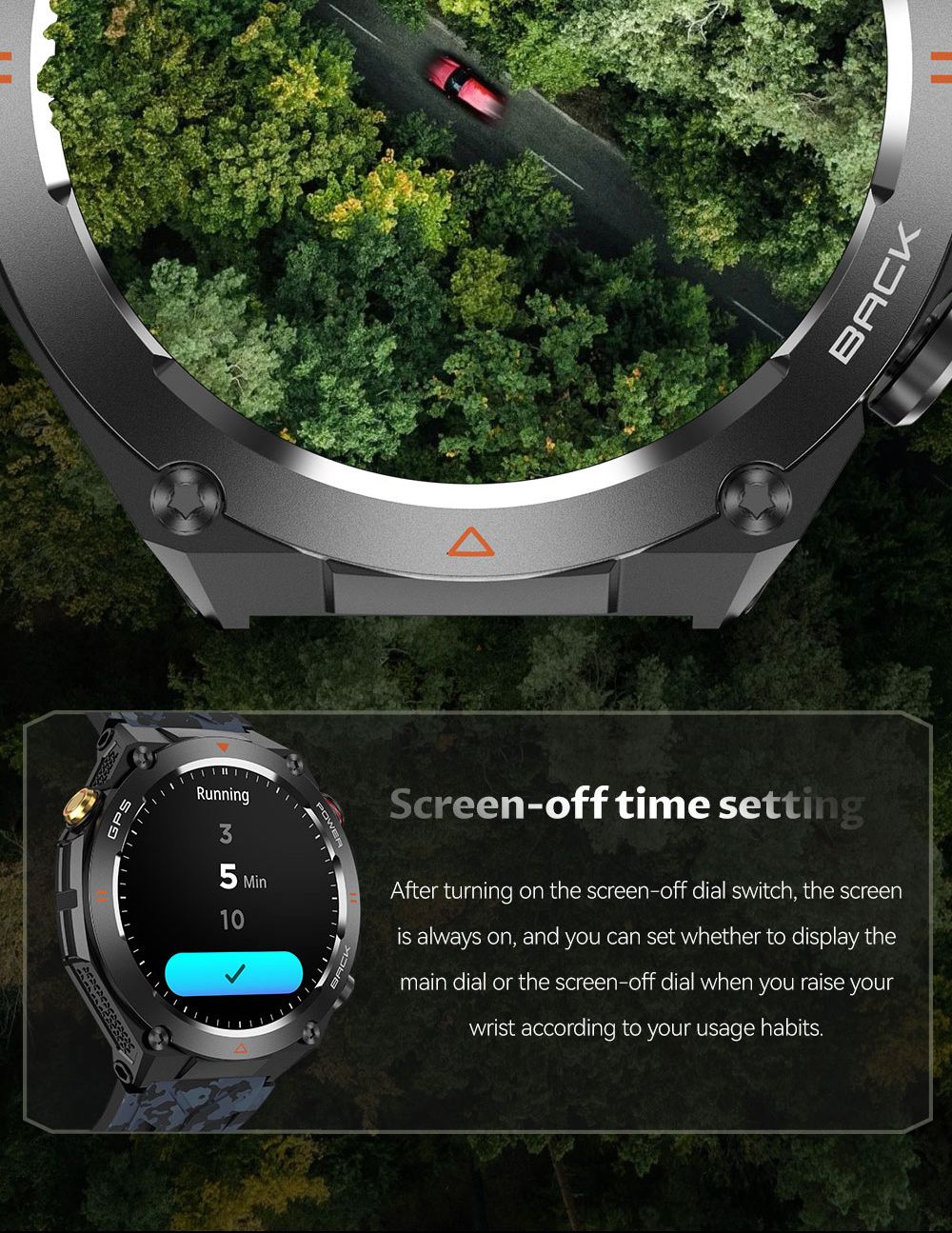 SENBONO KC82 Smartwatch, Health Monitoring, Bluetooth Calling, 100+ Sports Modes, AI Voice Assistant, Built-in GPS, 1ATM Waterproof - Black Dial