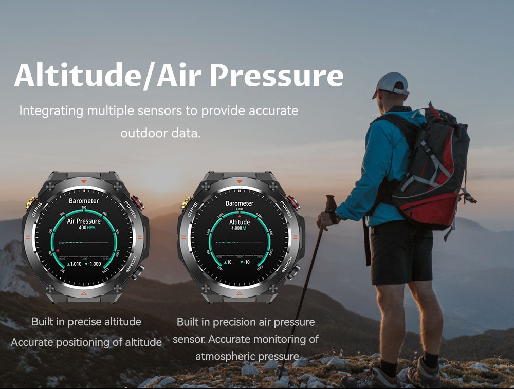 SENBONO KC82 Smartwatch, Health Monitoring, Bluetooth Calling, 100+ Sports Modes, AI Voice Assistant, Built-in GPS, 1ATM Waterproof - Golden Dial